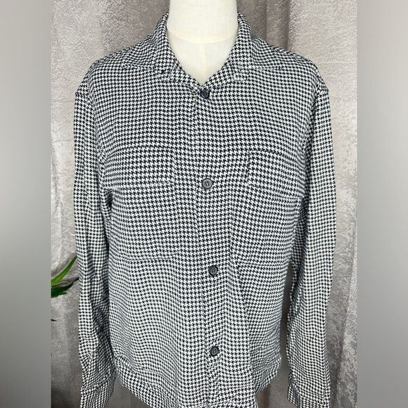 Zara Men’s Black & White Houndstooth Button Down Shirt Sz Medium - Picture 2 of 10